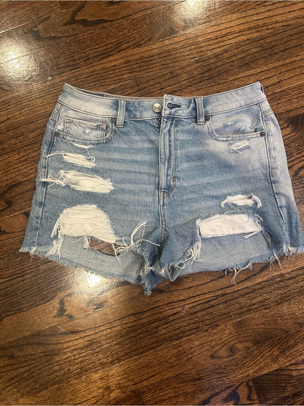 American Eagle Outfitters Light Wash Distressed Denim Shorts